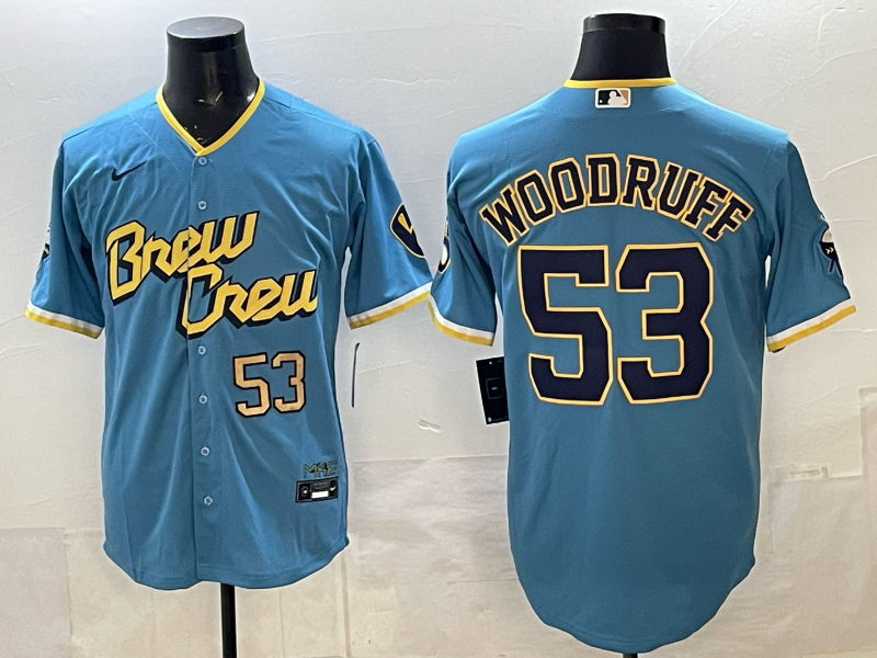 Men 2025 Milwaukee Brewers #53 Woodruff blue Game Nike MLB Jersey2026004->milwaukee brewers->MLB Jersey